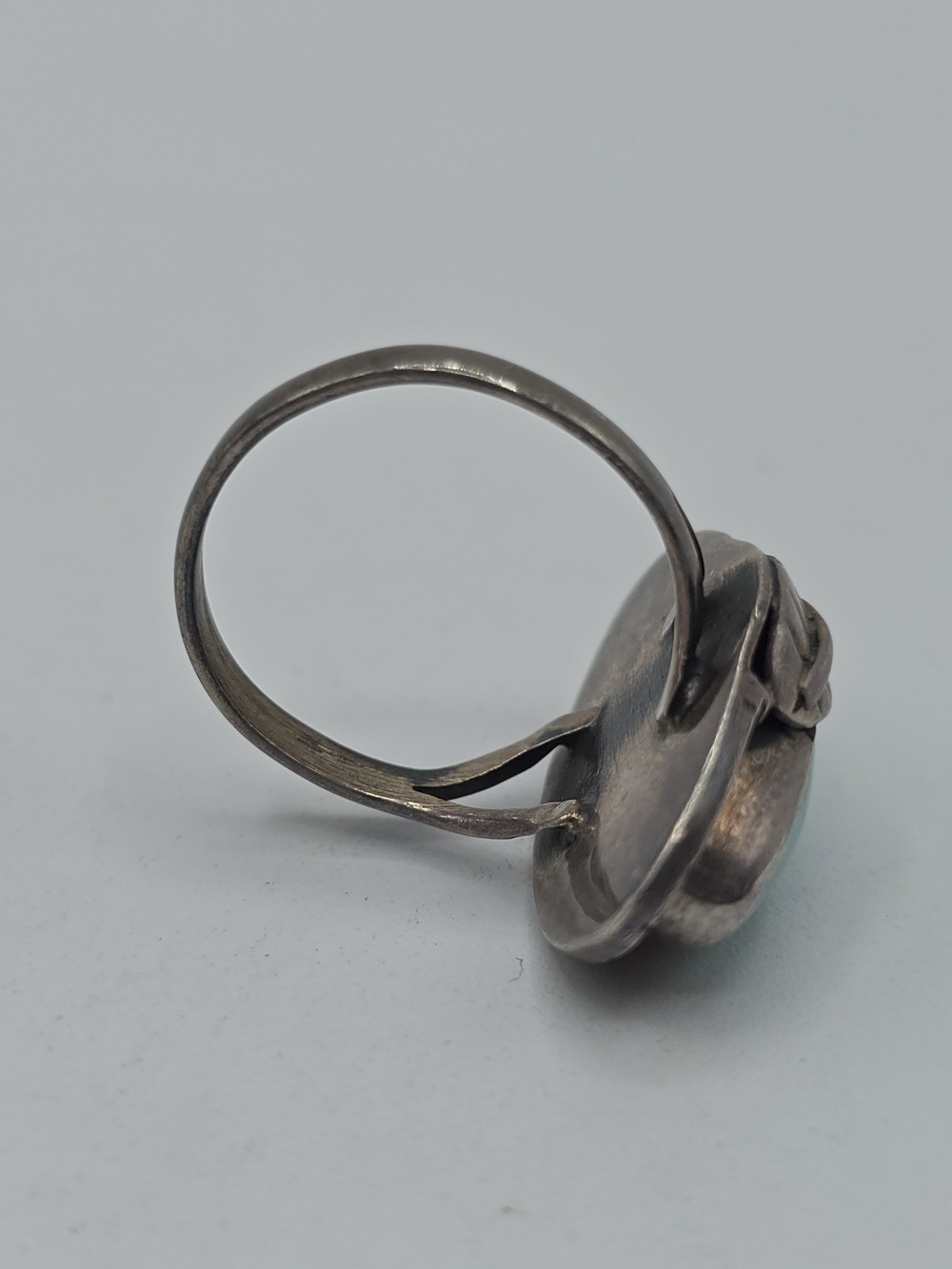 VTG 925 Sterling Silver Turquoise Ring Southwestern Navajo Style Size 8.25 - Picture 10 of 14